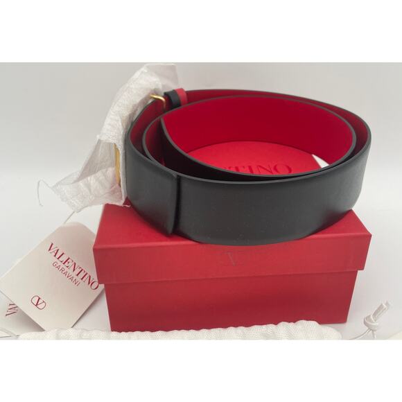 NEW Valentino Garavani V Logo Belt Reversible Black Red Gold 40mm 80 32 NWT - Picture 12 of 16